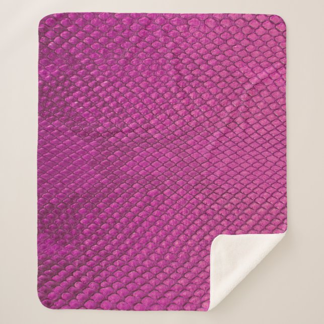 Cobertor Sherpa Python Rosa: Textura Da Pele De Cobra. (Frente)