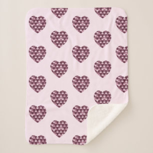 Cobertor Sherpa Quadrado Rosa Cherry e coração de Diamond