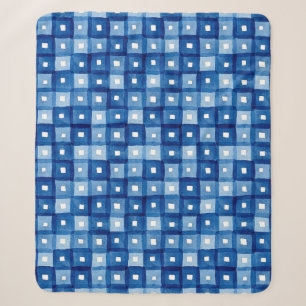 Cobertor Sherpa Quadrados Azuis, Mosaico Sem Costura Sem Mola.