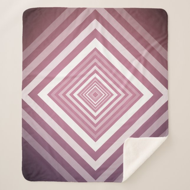 Cobertor Sherpa Quadrados de Gradação Brancos e Rosa Modernos (Frente)