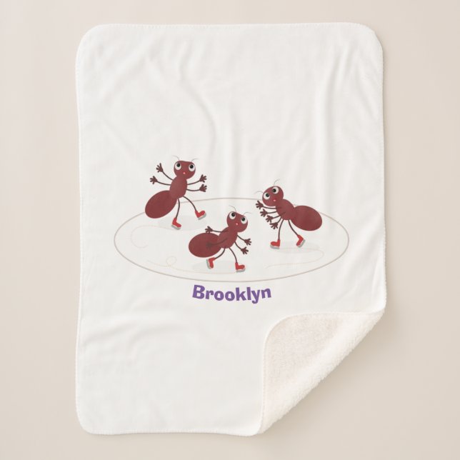 Cobertor Sherpa Quadrinhos de gelo de formigas vermelhas felizes (Frente)