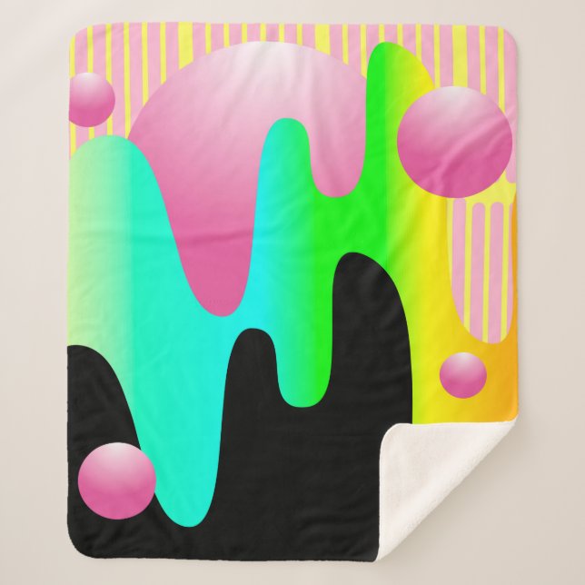 Cobertor Sherpa quadro de ilustração com design com o desenho em c (Frente)