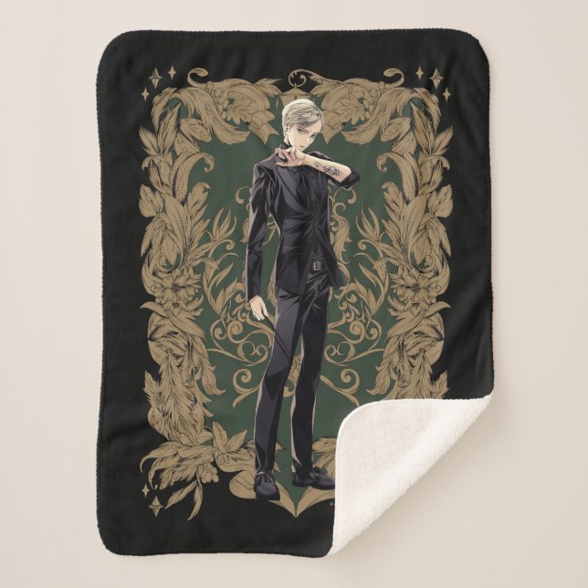 Cobertor Sherpa Quadro de Ornamentado Anime Draco Malfoy (Frente)