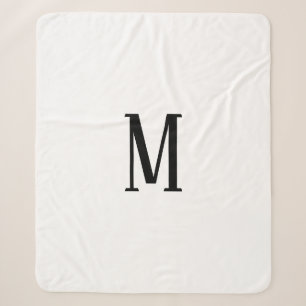 Cobertor Sherpa Qualquer Letra Preto e Branco ou Cores DIY