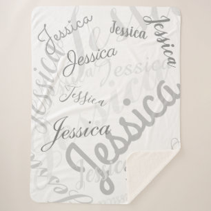 Cobertor Sherpa Qualquer nome, Cinza criativa personalizável e bra