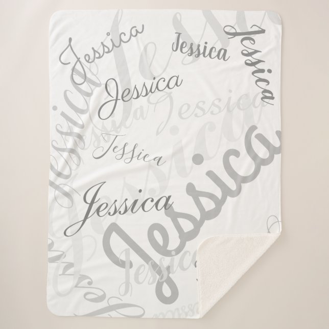 Cobertor Sherpa Qualquer nome, Cinza criativa personalizável e bra (Frente)