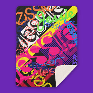 Cobertor Sherpa Qualquer Nome Criativo Personalizável Super Color