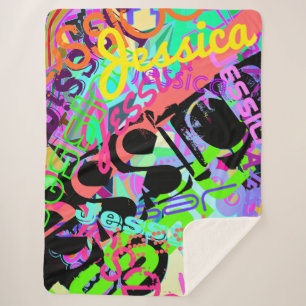 Cobertor Sherpa Qualquer Nome Personalizável Criativo Super Colori