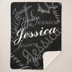 Cobertor Sherpa Qualquer nome personalizável de Cinzas negras cria