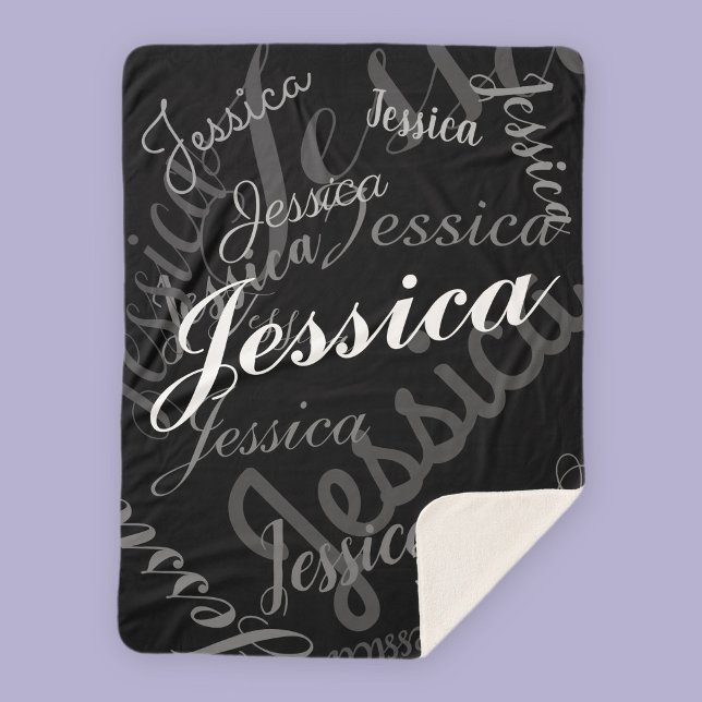 Cobertor Sherpa Qualquer nome personalizável de Cinzas negras cria (Criador carregado)