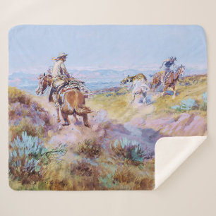 Cobertor Sherpa “Quando as Vacas Eram Selvagens” por Charles M Rus