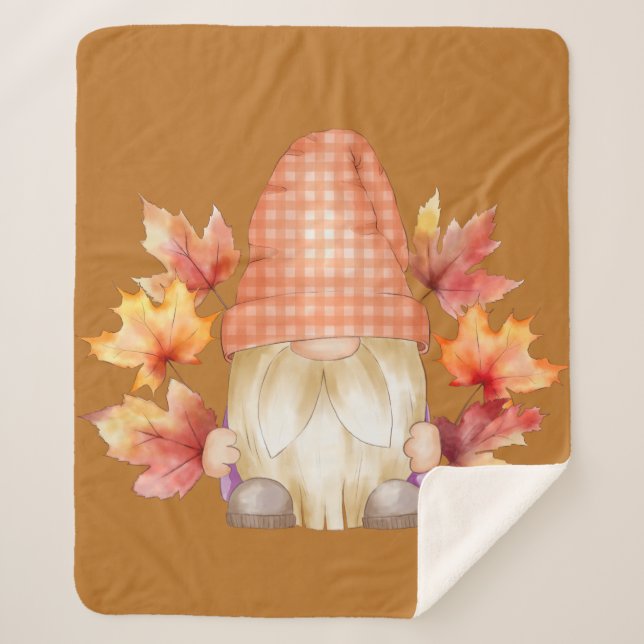 Cobertor Sherpa Queda de Gnomo com Folhas (Frente)