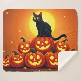 Cobertor Sherpa Queda festiva Arte do Halloween Amigo negro do fel