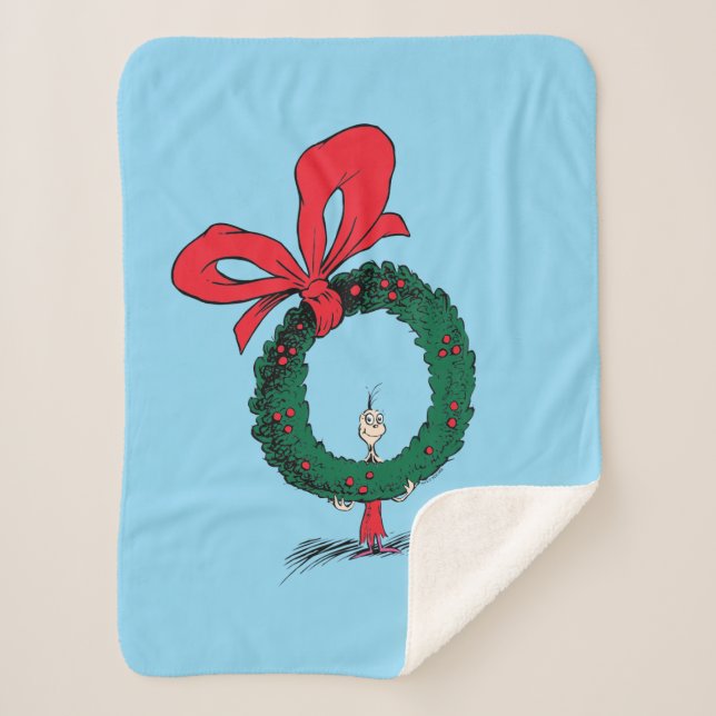 Cobertor Sherpa Quem Espia Através da Coroa de Natal (Frente)