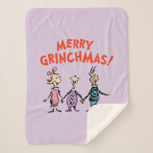 Cobertor Sherpa Quem está de mãos dadas Merry Grinchmas