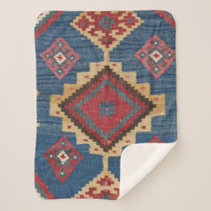 Cobertor Sherpa Quilim Colorido Amarelo Azul Real