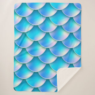 Cobertor Sherpa rabo-de-sereia azul