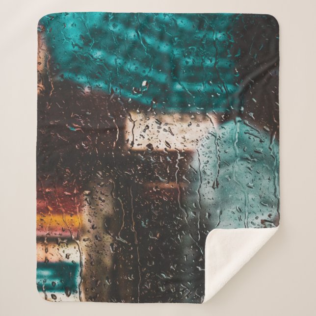 Cobertor Sherpa Rain wet water drip window nature (Frente)