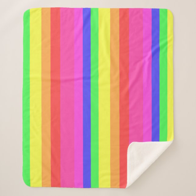 Cobertor Sherpa Rainbow Color Spectrum Stripes Design (Frente)