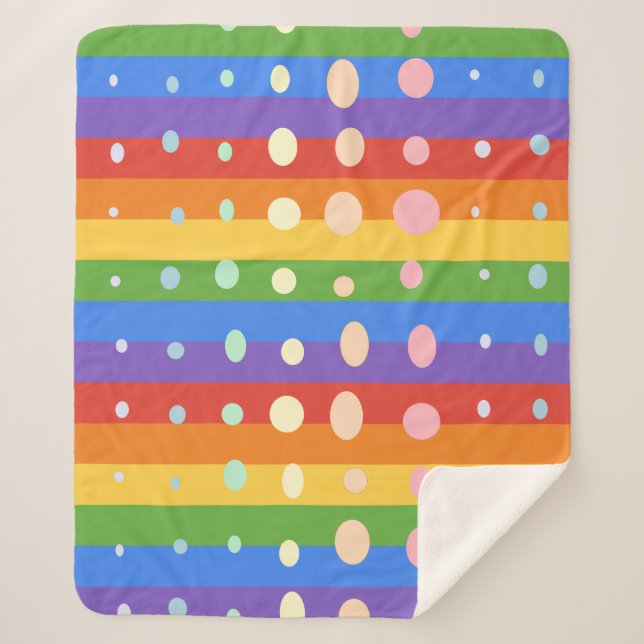 COBERTOR SHERPA RAINBOW DOT STRIPES (Frente)