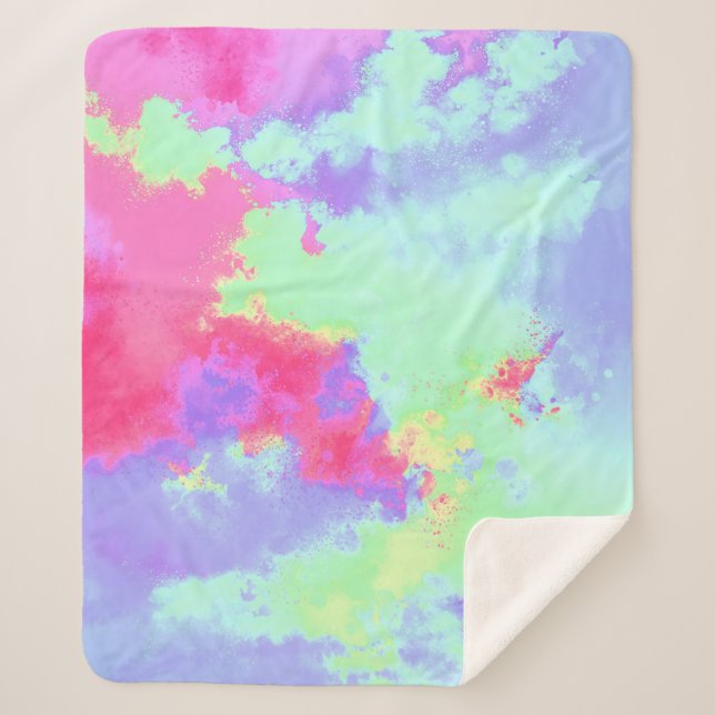 Cobertor Sherpa Rainbow Paint Splatter (Frente)
