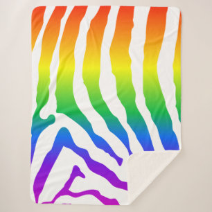 Cobertor Sherpa Rainbow Zebra Pattern