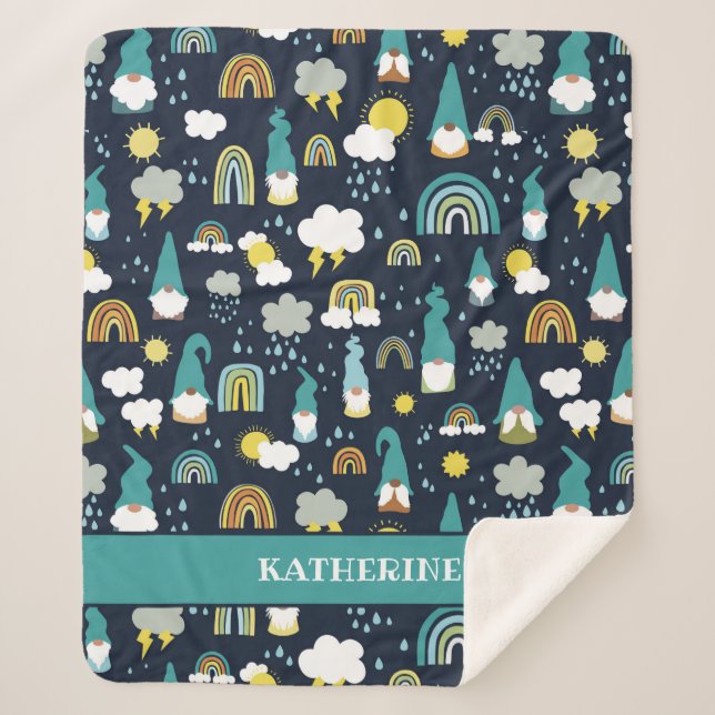 Cobertor Sherpa Rainday Gnomos Rainbow Kids (Frente)