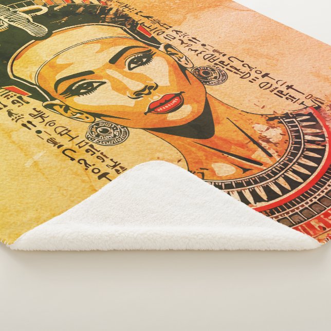 Cobertor Sherpa Rainha Regal do Egito - Arte Neo-Faraó Moderna (3/4)