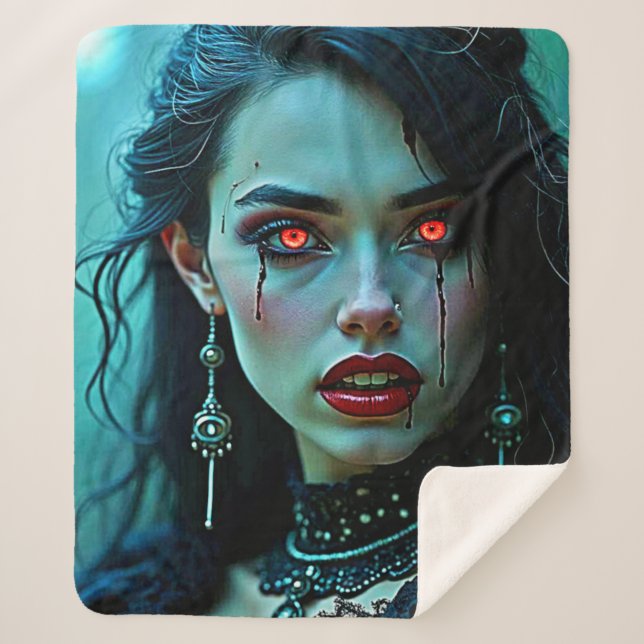 Cobertor Sherpa Rainha Vampira: Arte de Sedução Sombria (Frente)