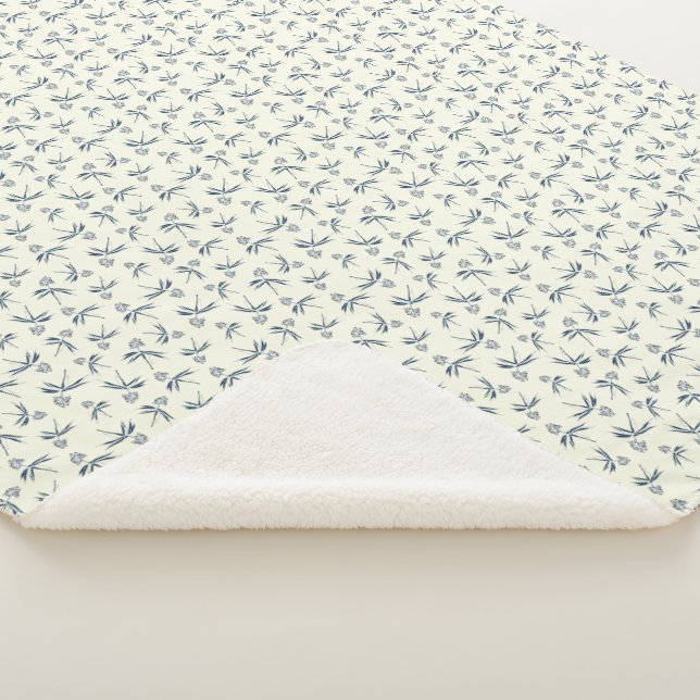 Cobertor Sherpa Ramificações Azuis de Budding no creme - padrão pe (3/4)