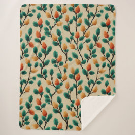 Cobertor Sherpa Ramificações coloridas do Pinecone de inverno