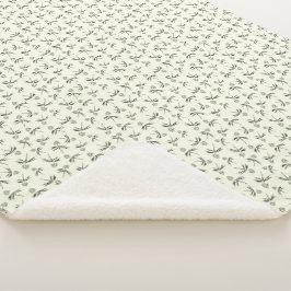 Cobertor Sherpa Ramificações verdes amigáveis no creme - padrão pe