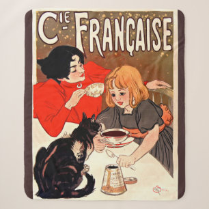 Cobertor Sherpa Rapariga e Gato, Poster vintage, Alexandre Steinle