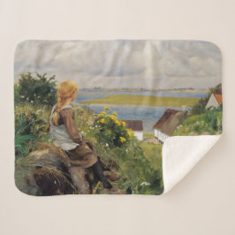 Cobertor Sherpa Rapariga perdida em pensamento (por H.A. Brendekil