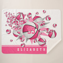 Cobertor Sherpa raparigas com cestos cor-de-rosa estrelas personal