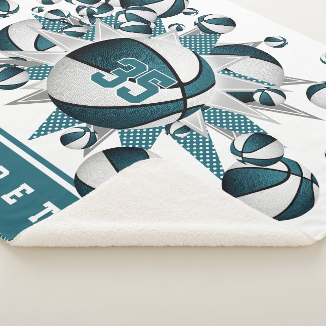 Cobertor Sherpa raparigas teatrais esportes basketball estrelas (3/4)