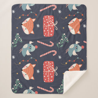 Cobertor Sherpa Raposas e presentes: padrão perfeito para o Natal