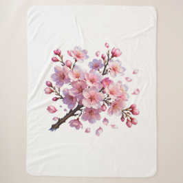 Cobertor Sherpa Raque de Pickleball Botânico Floral Branco Elegant