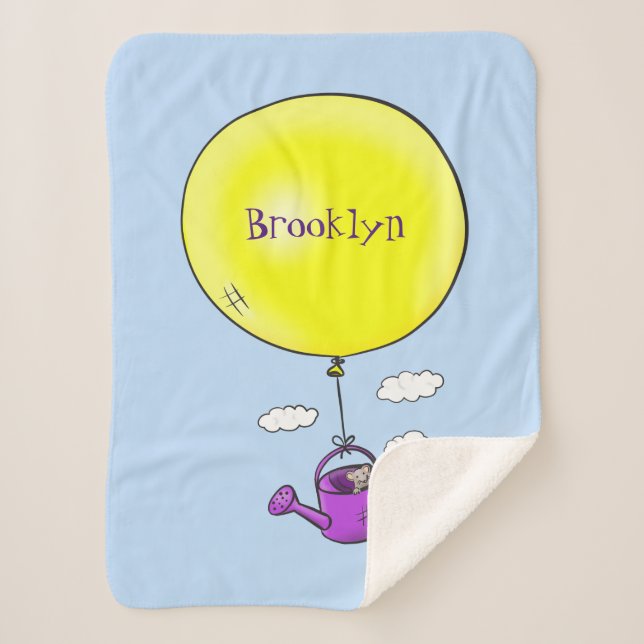 Cobertor Sherpa Rato bonito em água pode com desenho animado de ba (Frente)