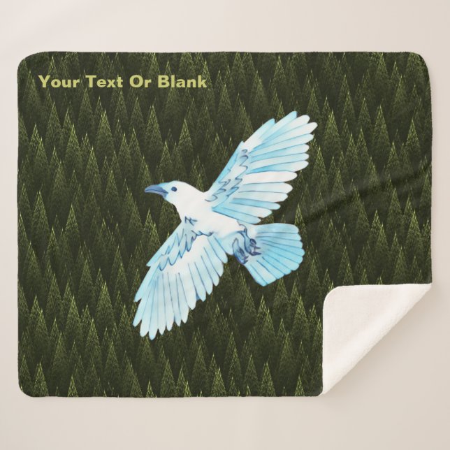 Cobertor Sherpa Raven Branco sobre Coníferas Fractais (Frente (Horizontal))