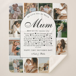Cobertor Sherpa Reasons We Love You Mum Photo Grid Collage