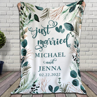 Cobertor Sherpa Recém-casados de Recem casados Verde Personalizado