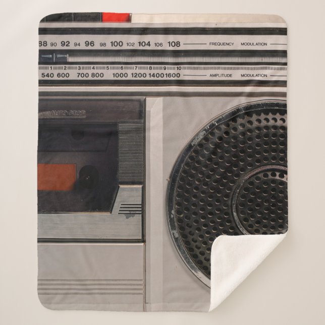 Cobertor Sherpa Reco de cassete de rádio estéreo portátil retroatu (Frente)
