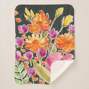 Cobertor Sherpa Recolha esplêndida - Flores cor-de-rosa e laranja