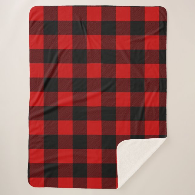 Cobertor Sherpa Red and Black Buffalo Plaid Sherpa Blanket (Frente)