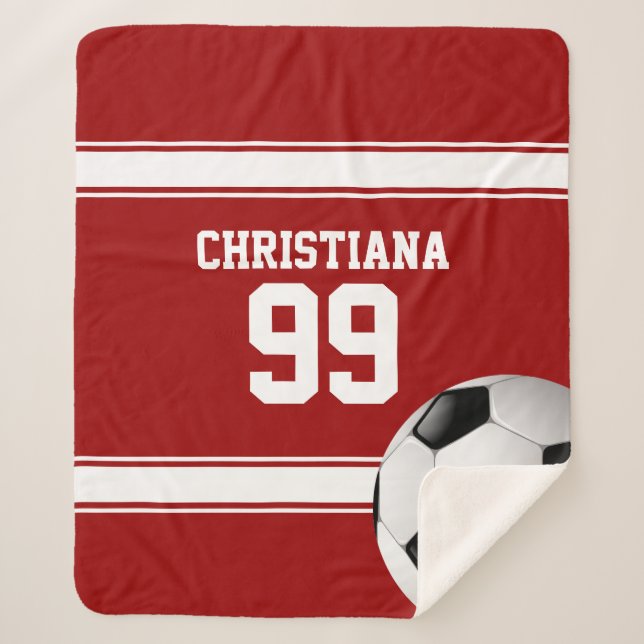 Cobertor Sherpa Red and White Strips Jersey Ball (Frente)