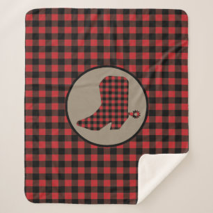 Cobertor Sherpa Red Black Buffalo Xadrez Cowboy Boot