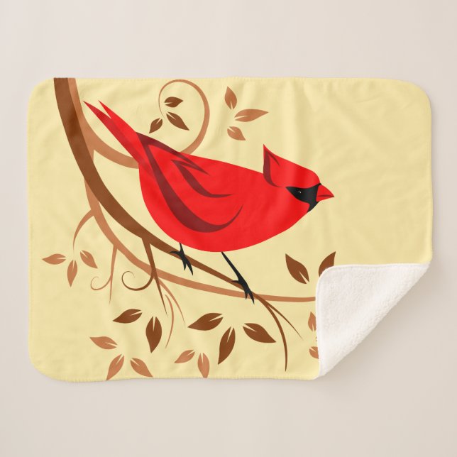 Cobertor Sherpa Red Cardinal Art (Frente (Horizontal))