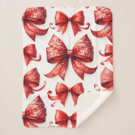 Cobertor Sherpa Red Christmas Bows