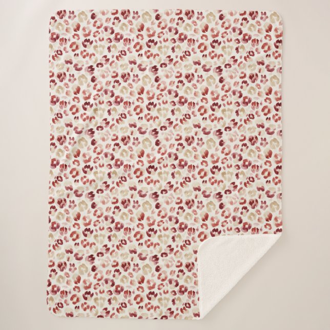 Cobertor Sherpa Red Cream Leopard Animal Print (Frente)